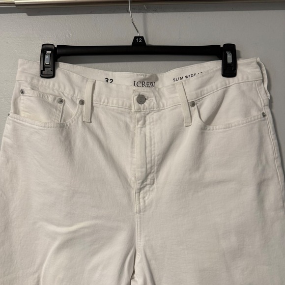 J. Crew Slim Wide Leg Crop Jeans Women Size 32 White Raw Hem High Rise - Picture 2 of 11